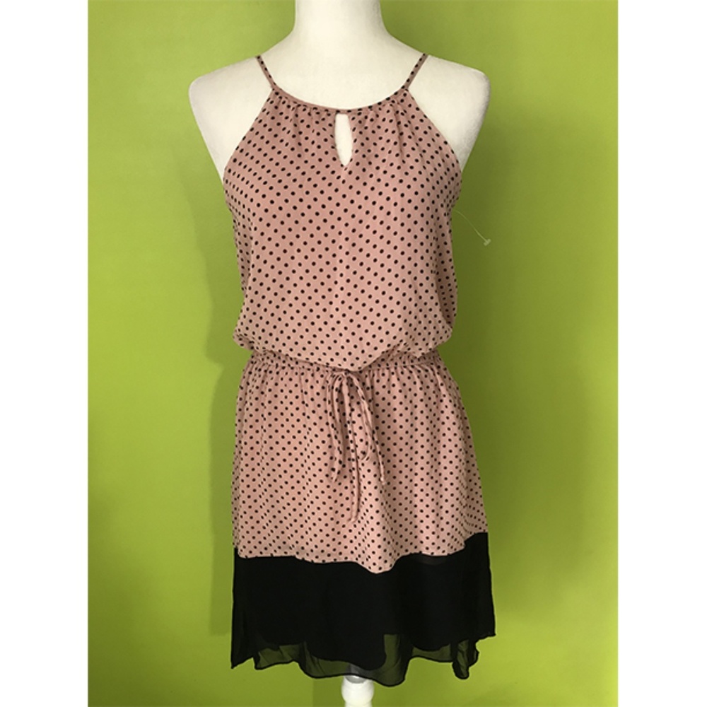 Sweet Storm Sleeveless Black Hem Dots Dress M